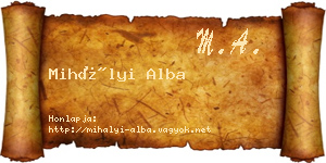 Mihályi Alba névjegykártya